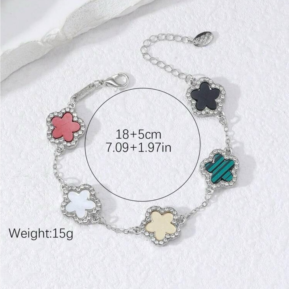 Clover Leaf bracelet multi colored Silver box not included